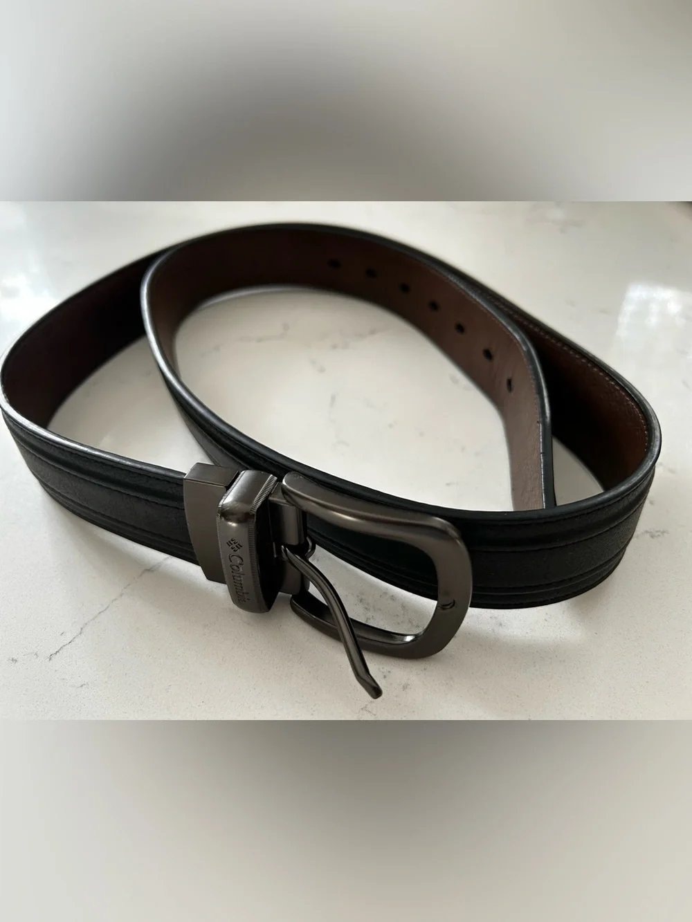 Men’s Columbia belt leather reversible black/ brown XL